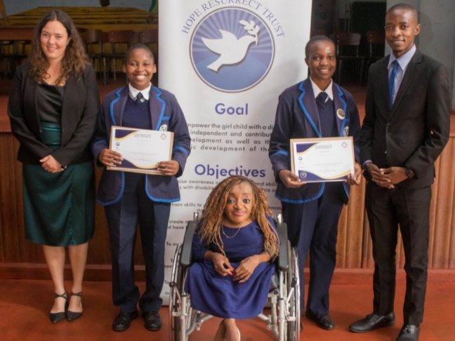 Students receiving certificates at a Hope Resurrect Trust engagement, supported by the Australian Embassy Zimbabwe.