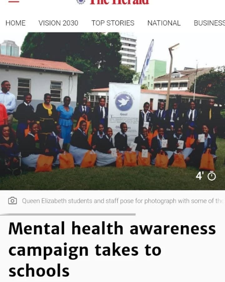 The Herald article headlined "Mental health awareness campaign takes to schools", showing Queen Elizabeth students and staff.