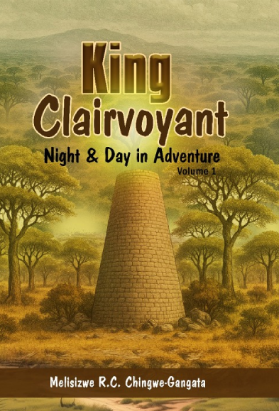 Cover of King Clairvoyant: Night & Day in Adventure, Volume 1 by Melisizwe R.C. Chingwe-Gangata — a stone tower standing in sunlit savannah woodland.
